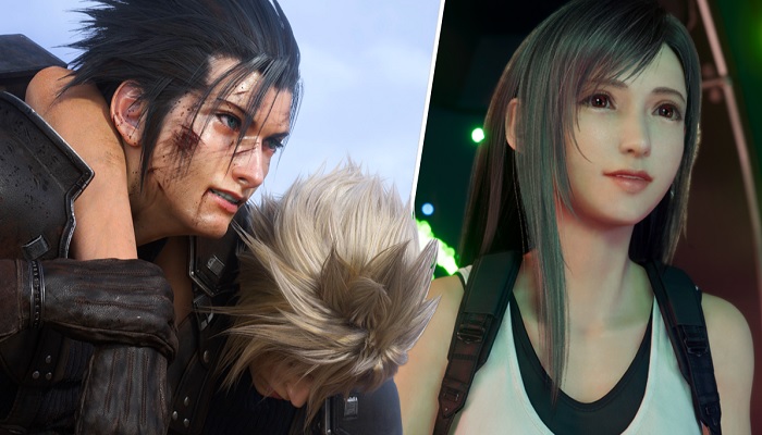 The image shows three characters from Final Fantasy 7 Rebirth. — Square Enix