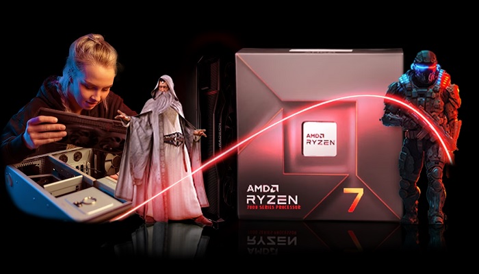 The image is an AMD Ryzen 7 ad. — AMD