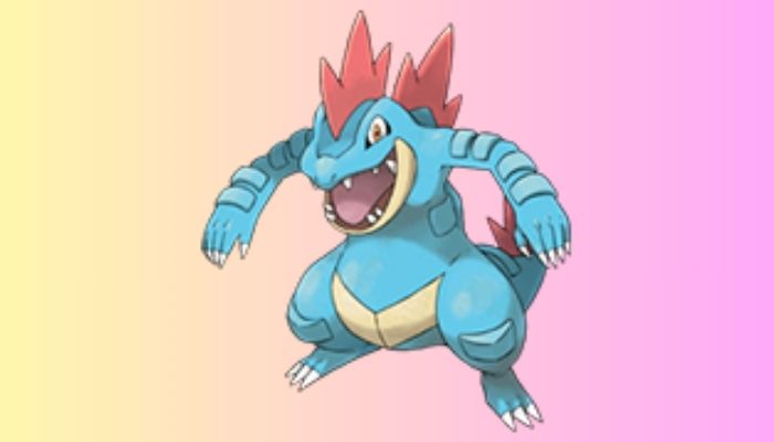 The image shows Feraligatr from Pokemon Scarlet and Violet. —  Pokemon.com