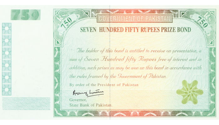 An undated image of Rs750 prize bond. — State Bank of Pakistan