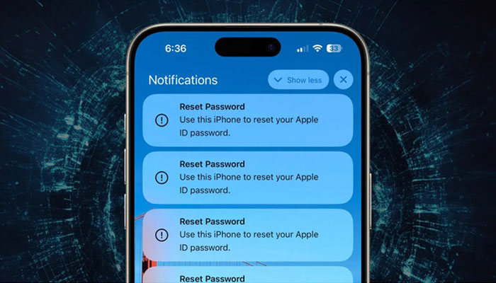An undated image showcasing iPhone password reset notification. – Freepik