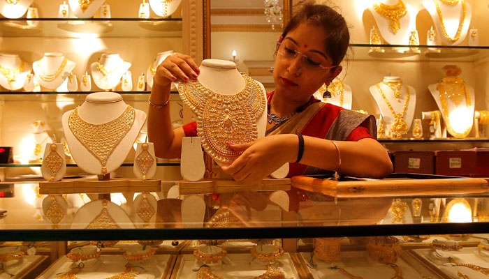An undated image of a lady at a gold store. — Reuters
