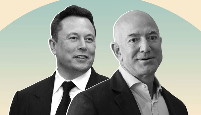 An undated image of Tesla CEO Elon Musk (L) and Amazons Jeff Bezos. — Inc. Magazine