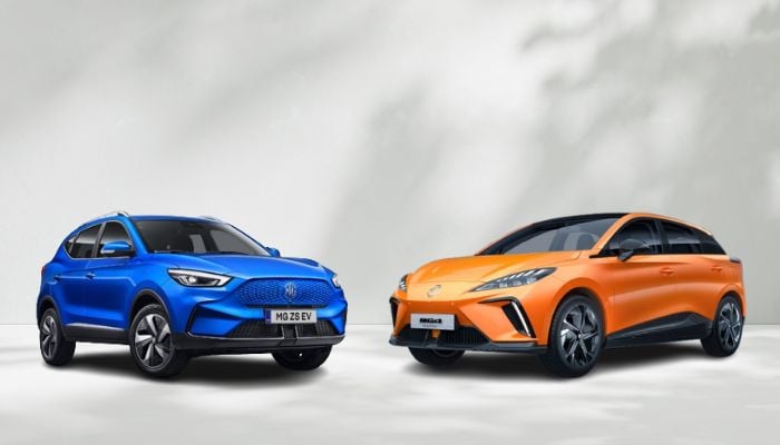 An undated image of MG ZS EV (left) and MG4 Excite (right). — MG Pakistan/Canva