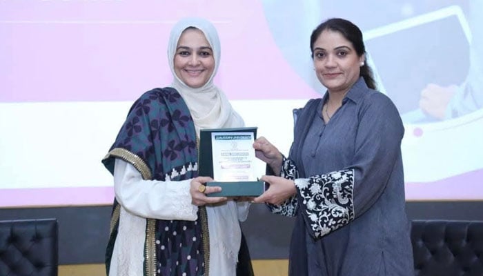 An undated image of Dr. Subeika Rizvi receiving an award. — Provided