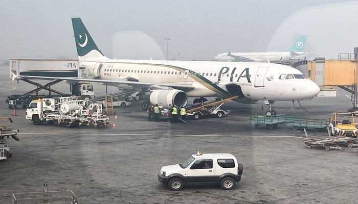 A PIA plane at Allama Iqbal International Airport in Lahore, Pakistan January 29, 2024. — Reuters