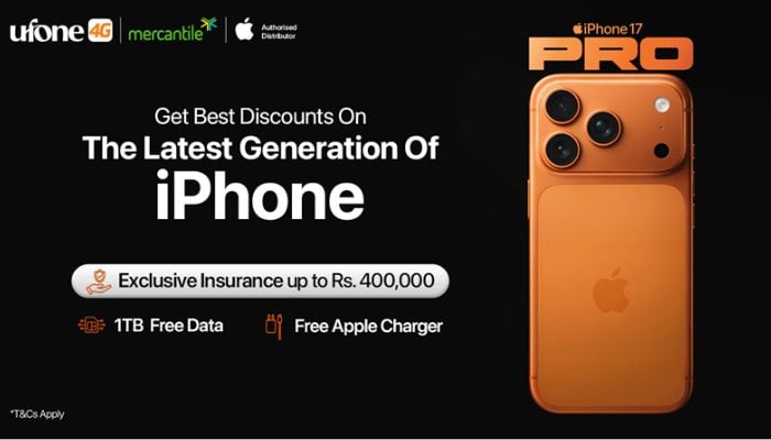 An image of the PTCL Group and Mercantile collaborative poster of iPhone 17 Pro. — Supplied