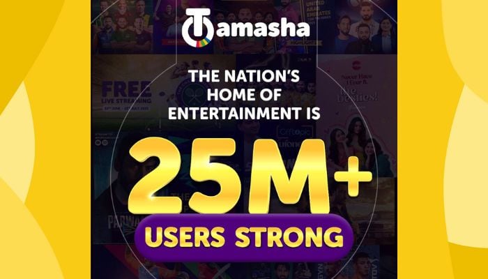 An image of Tamasha 25m user support celebration poster. — Supplied/Canva