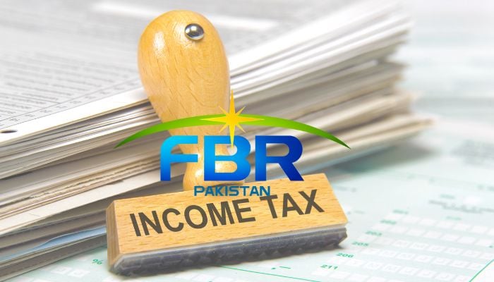 An undated image of an income tax stamp and FBR logo. — FBR/Canva