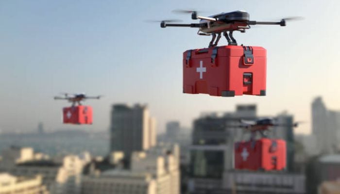 An undated image of drone rescue. — iStock