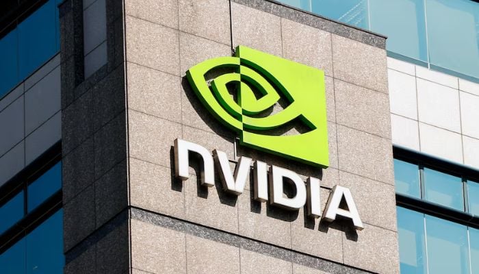 An image of NVIDIA logo is displayed on a building in Taipei, Taiwan April 16, 2025. — Reuters