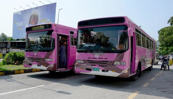 An image of Pink Bus Service Islamabad taken on August 07, 2025. — APP