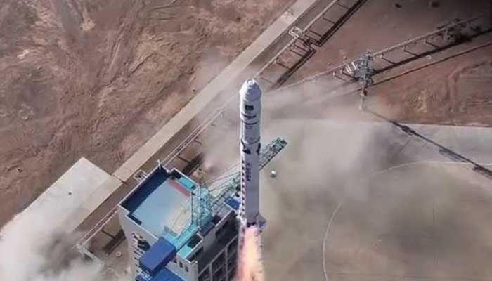 Pakistan launches first Hyperspectral Satellite HS-1 from Chinas Jiuquan Satellite Launch Centre, October 19, 2025. — Screengrab via Geo News