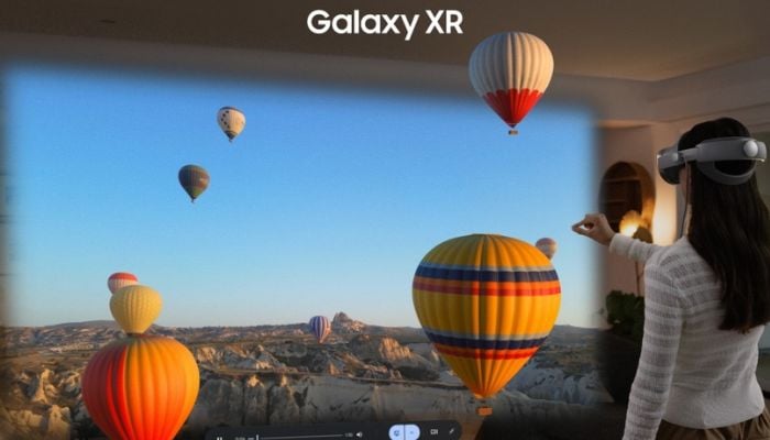 An undated image of a person using Samsung Galaxy XR headset. — Samsung Newsroom