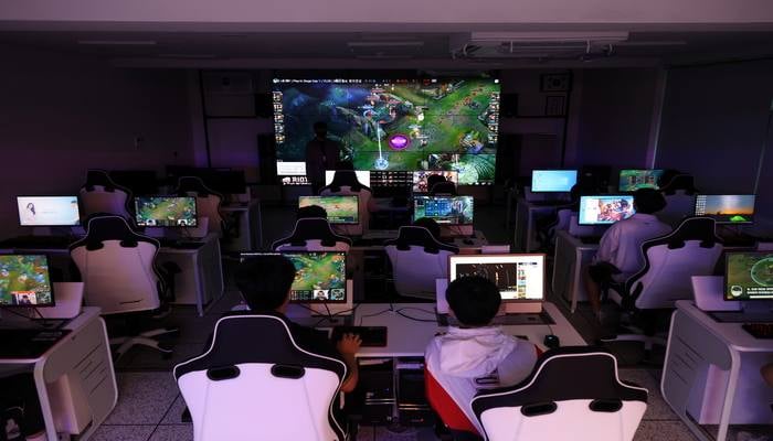 Students majoring in esports attend a class at Eunpyeong Meditech high school in Seoul, South Korea, October 7, 2021. Picture taken on October 7, 2021. — Reuters