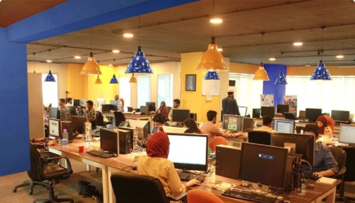 An undated image of a co-working space in Karachi. — Cospace