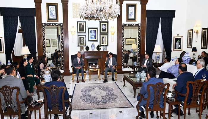An image shows Sindh Chief Minister Syed Murad Ali Shah meeting with a delegation from Meta, led by Director Public Policy for South Asia, Sarim Aziz, at CM House, on October 30, 2025. — Facebook/@SindhCMHouse