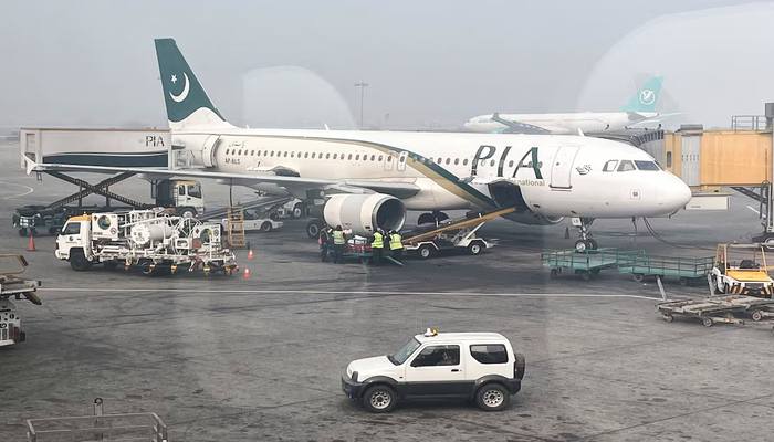 A Pakistan International Airlines (PIA) plane at Allama Iqbal International Airport in Lahore, Pakistan January 29, 2024. — Reuters