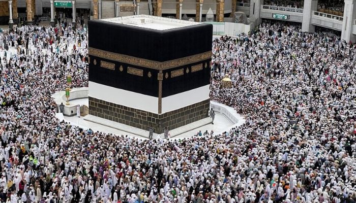 An image of muslim pilgrims circling the Kaaba as they pray at the Grand Mosque, during the annual haj pilgrimage in the holy city of Mecca, Saudi Arabia July 12, 2022. — Reuters