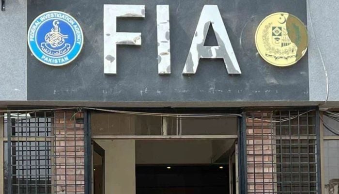 An image of the Federal Investigation Agency logo can be seen outside the FIA building in Islamabad. — FIA Website