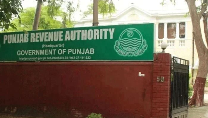 An image of the entrance of the Punjab Revenue Authority (PRA) building. — APP