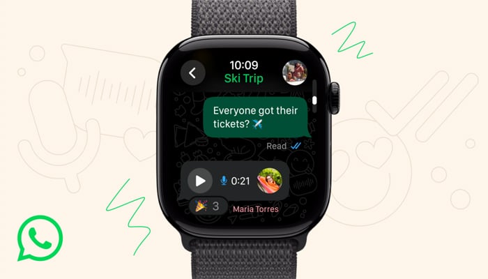An undated image of WhatsApp on Apple Watch. — WhatsApp