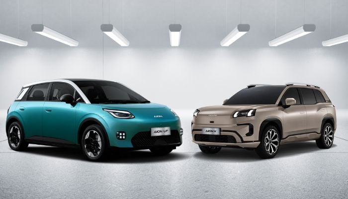 An undated image of GAC Aion UT (left) and Aion V (right). — Aion