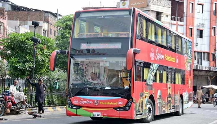 This undated images shows view of double-decker bus service launched by TDCP to help general public to explore beauty of city. — APP