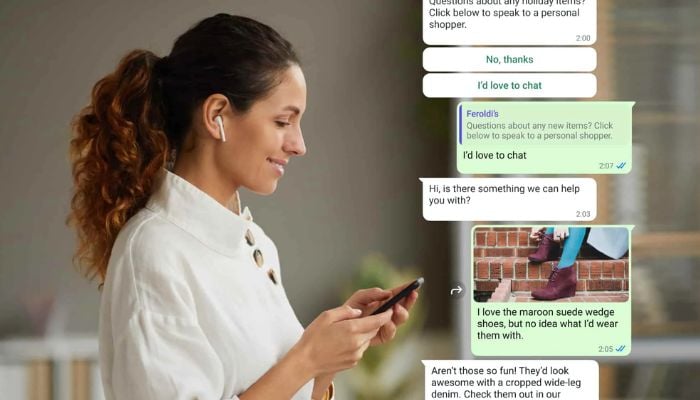 An undated image of a woman using a WhatsApp Business account. WhatsApp Blogs