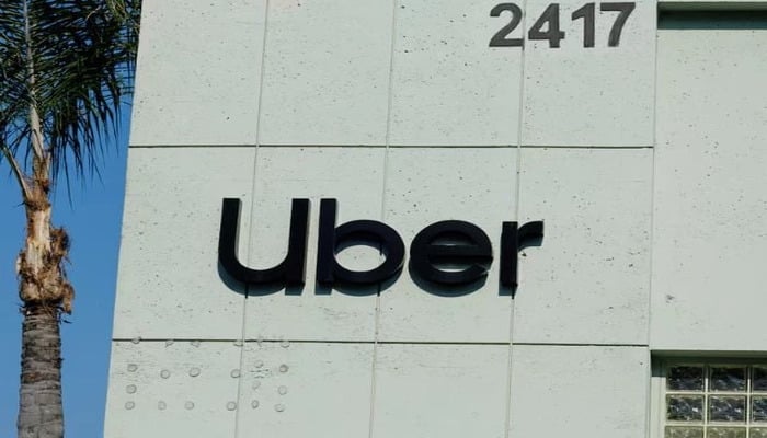 The Uber logo is shown on the building in Los Angeles, California, US, February 14, 2024. — Reuters