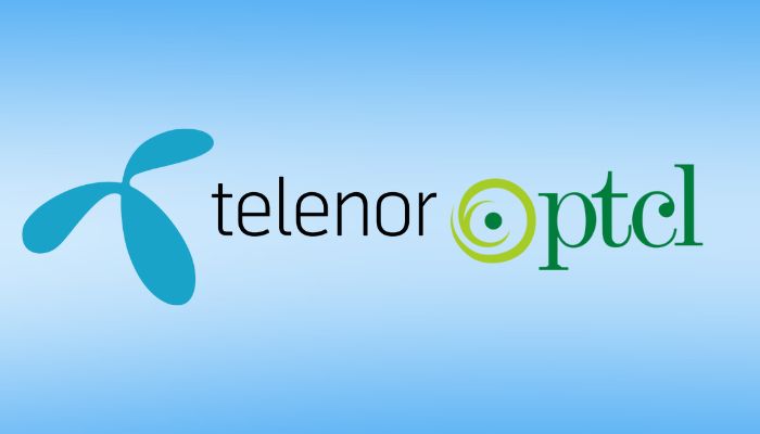 An undated image of Telenor and PTCL logo. — Telenor/PTCL/Canva