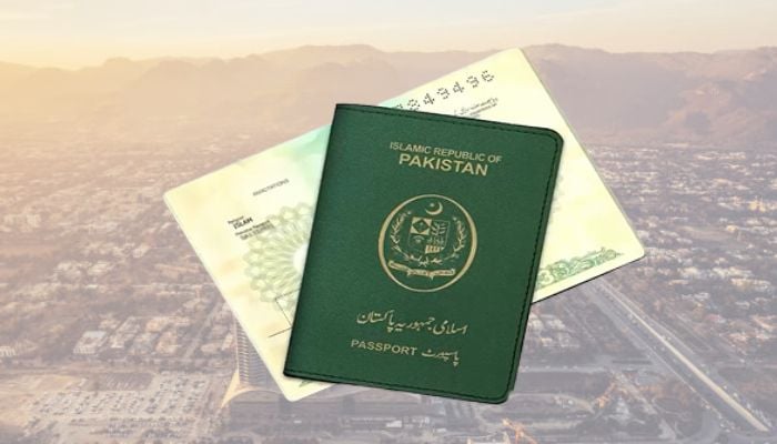An undated image shows Islamabad in background, along with Pakistani passport in front. — Directorate General Immigration & Passports (DGIP)/Canva