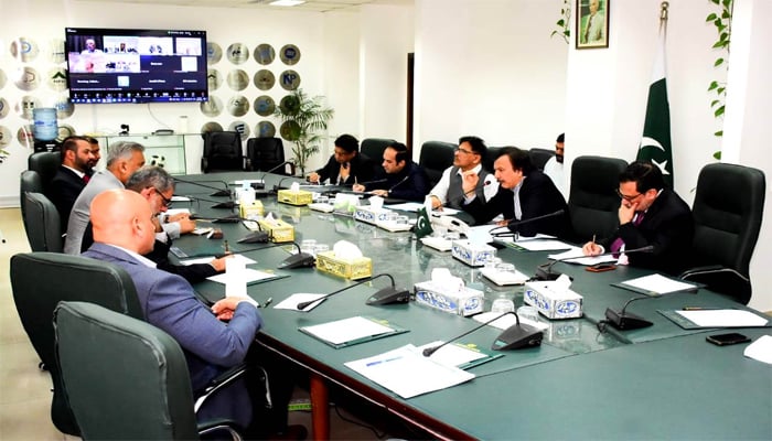 An undated image of a high-level meeting, chaired by Special Assistant to Prime Minister on Industries and Production (SAPM) Haroon Akhtar Khan. — Ministry of Industries & Production (MoI&P)