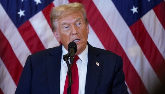 An image of US President Donald Trump speaking to the press at Trump Tower in New York City, US, September 26, 2024. — Reuters