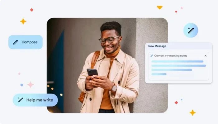 The image shows a person using Googles Gemini AI. — Google