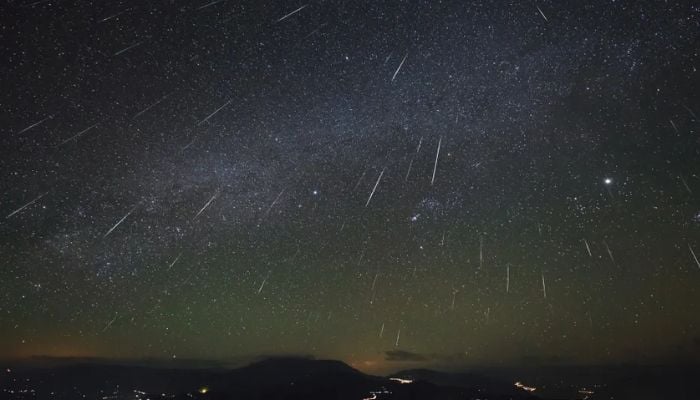 An undated image of the Geminid meteor shower. — NASA