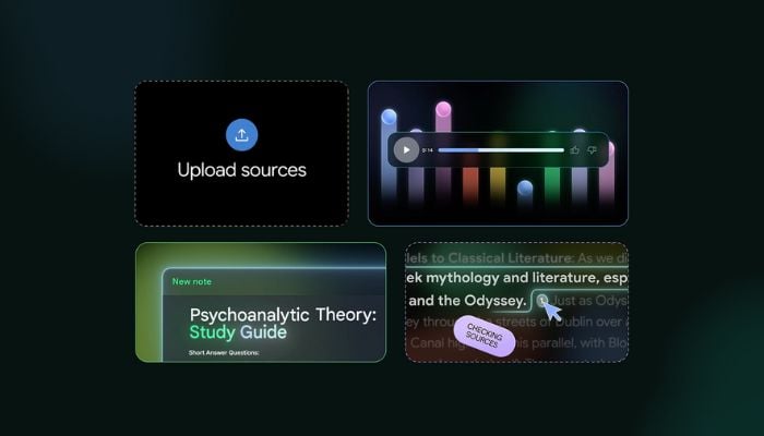 An undated image of NotebookLM features. —Google Blog