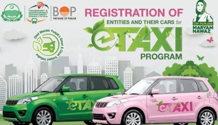 An undated image of the Punjab E-Taxi Program advertisement. — Punjab e-taxi program