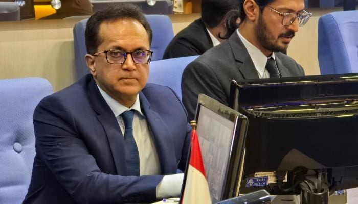 An image of Ambassador of Pakistan to Iran Mudassir attending the 29th Meeting of ECO Council of Ministers ( COM) at ECO Secretariat in Tehran- hosted by Kazakhstan taken on November 28, 2025. — X/@AmbMudassir