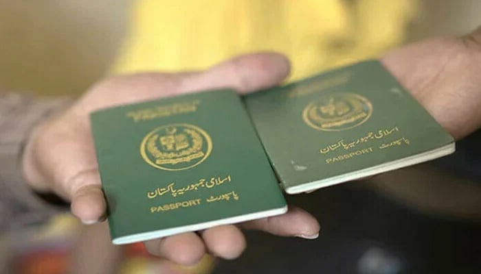 An undated image of Pakistani passports. — AFP