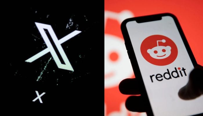 An undated combination of pictures showing X  (formerly Twitter) and Reddit logos. — Getty Images/Canva