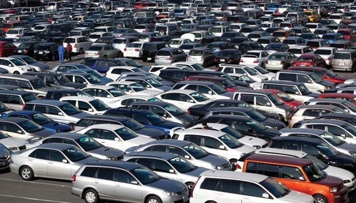 A representational image showing a large number of cars parked at the Karachi port. — AFP/File