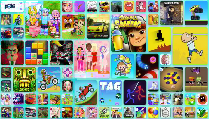 An undated image shows various games on Poki website. — Poki