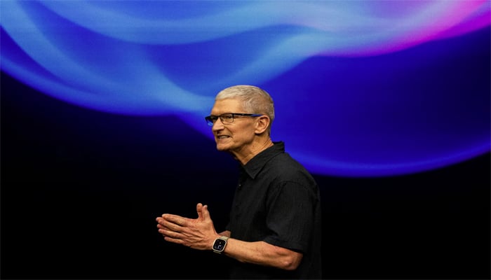 Apple CEO Tim Cook gives a presentation as Apple holds an event at the Steve Jobs Theater on its campus in Cupertino, California, U.S. September 9, 2024. — Reuters