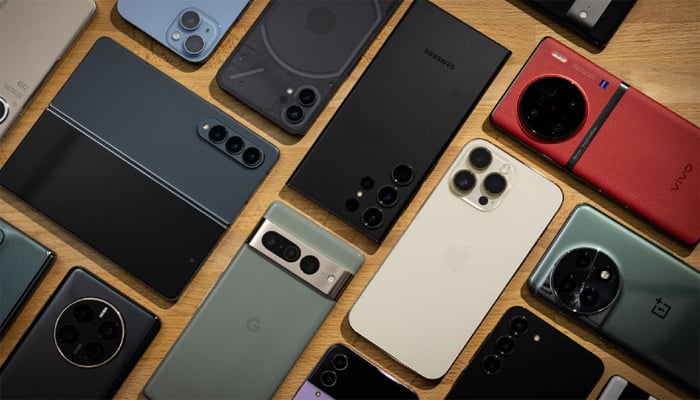 An undated image shows Android phones and iPhones. — Shutterstock