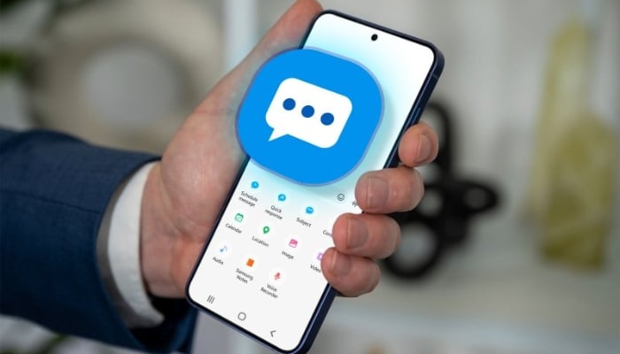 An undated image shows logo of Samsung Messages app. — Shutterstock