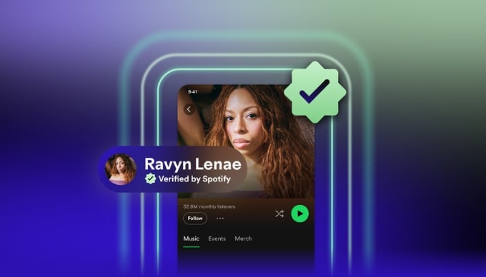 An undated image shows a artist who is verified by Spotify as human. — Spotify