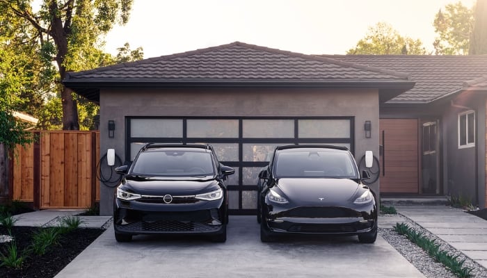 An undated image shows Tesla Universal Wall Connector - Home Electric Vehicle (EV) Charger. — Tesla