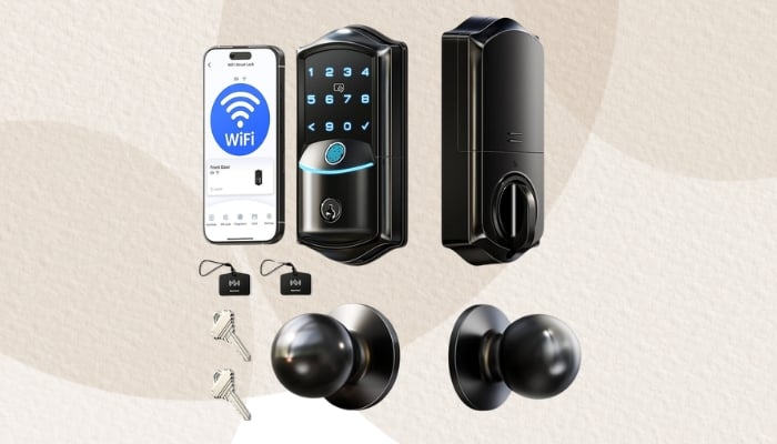 An undated image of Veise VE027-K Built-in WiFi Smart Lock. — iveise