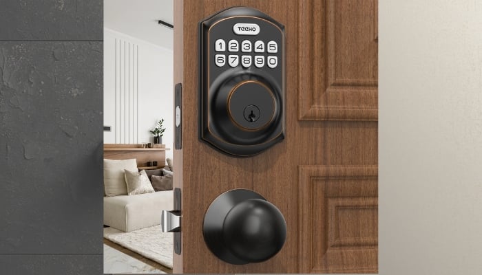 An undated image shows TEEHO TE001 Keypad Deadbolt. — TEEHO/Canva